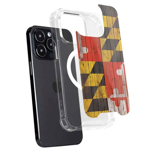 Maryland Flag Dark Wood iPhone 16 Pro MagSafe Case
